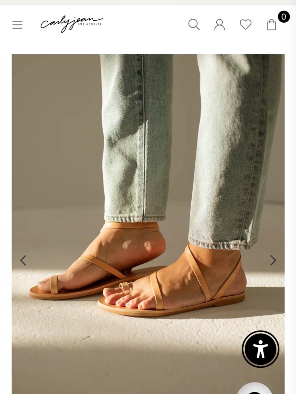 Carly Jean Los Angeles Rhodes Sandals Strappy Tan Leather Toe-Loop Sandals